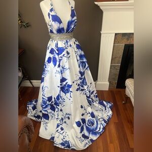 Elegant Blue Floral Gown